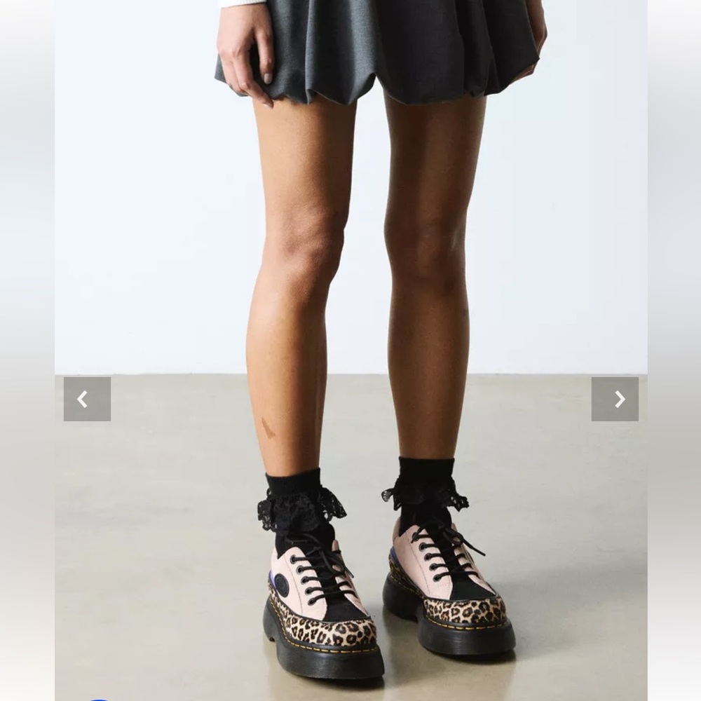 New Dr. Martens BUZZ 5-Eye Leopard & Suede Platform Shoes - Picture 2 of 16